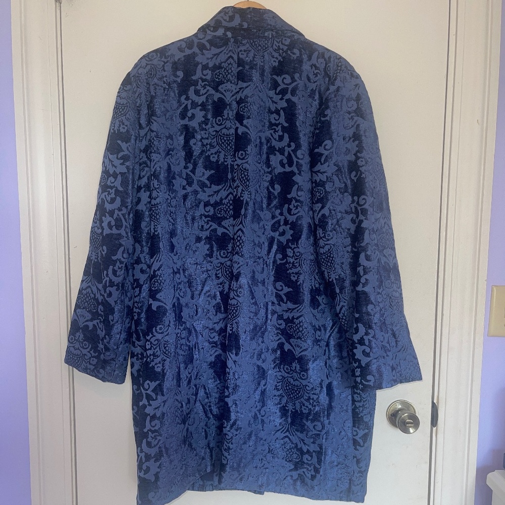 Chico’s Chenille Blue Victorian Design Boho Chic Jacket / Coat Size 4 - Picture 6 of 6